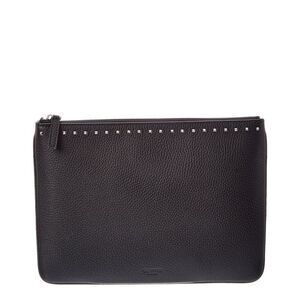 Valentino Leather Clutch, Black